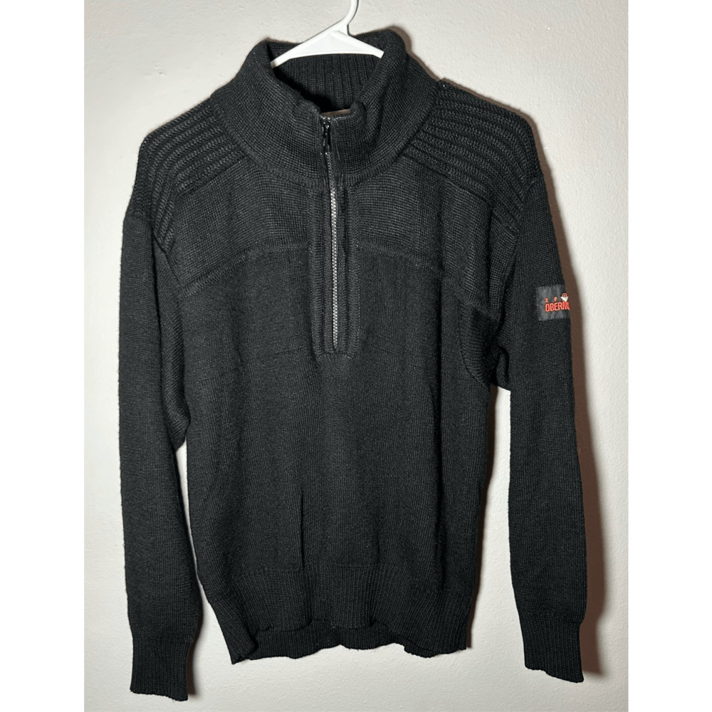 Vintage Men’s Obermeyer Sport Stefan Ski Sweater 1/4 Zip Wool Blend Black Sz S